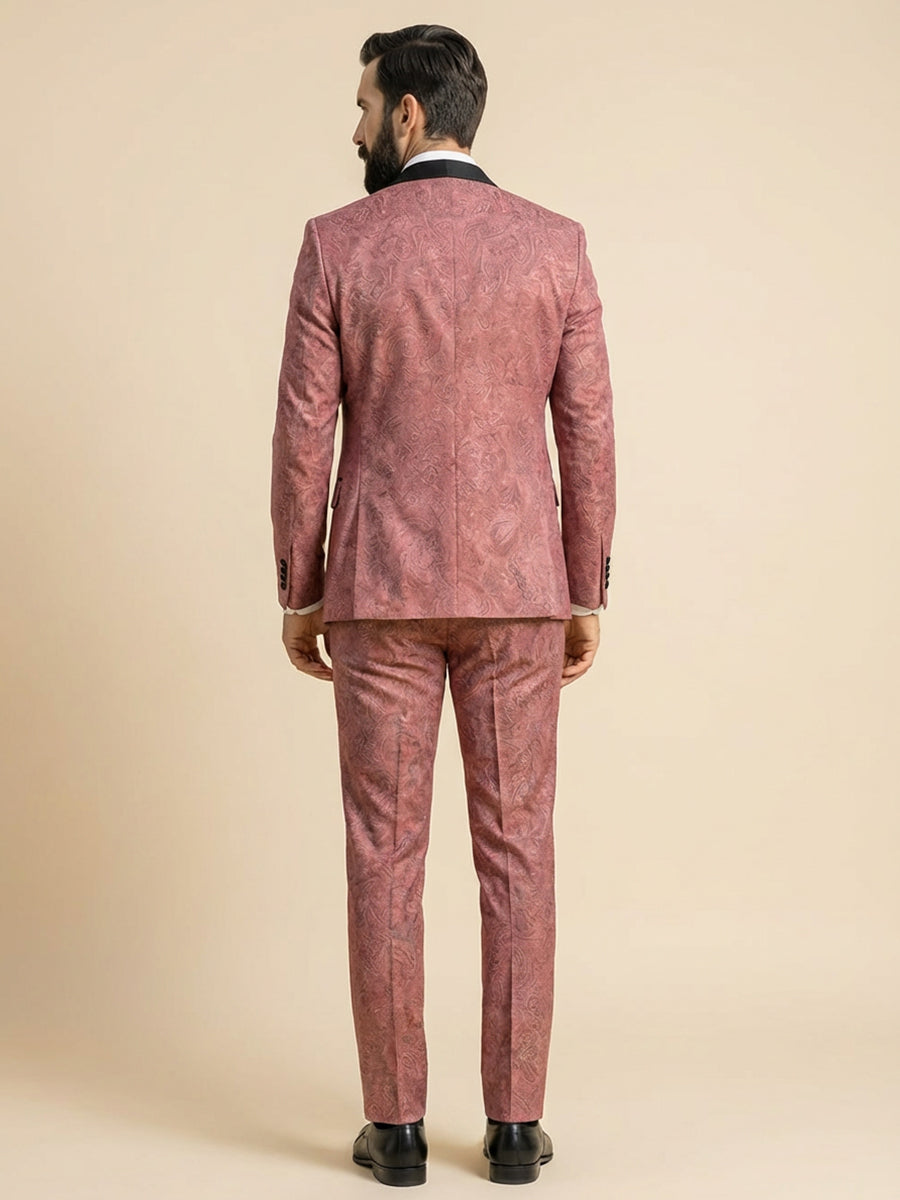 Men's Jacquard Peak Lapel Slim Fit Wedding Party Suit