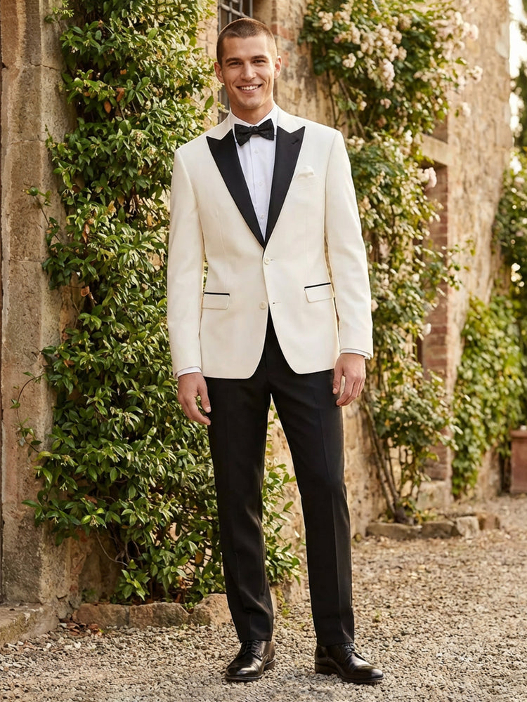 White Peak Lapel 2-Button Slim Fit Wedding Party Jacket