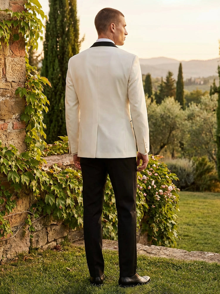 White Peak Lapel 2-Button Slim Fit Wedding Party Jacket
