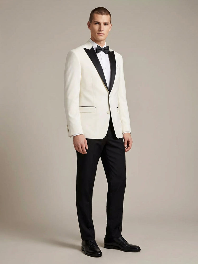 White Peak Lapel 2-Button Slim Fit Wedding Party Jacket