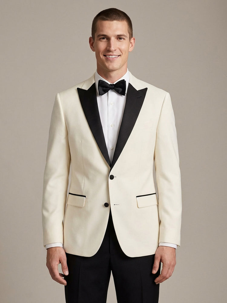 White Peak Lapel 2-Button Slim Fit Wedding Party Jacket