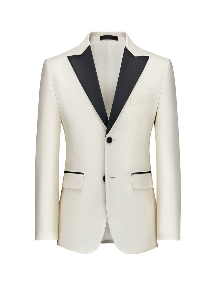 White Peak Lapel 2-Button Slim Fit Wedding Party Jacket