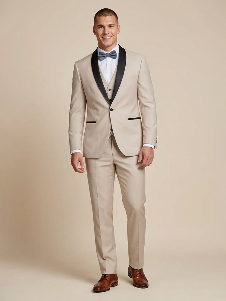 Men's 3 Pieces Satin Shawl Lapel Slim Fit Satin Party Suits