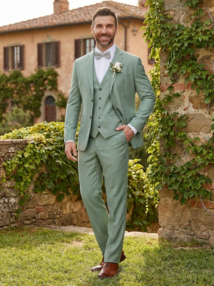 Men's 3 Pieces Notch Lapel 2-Button Wedding Beach Party Suits