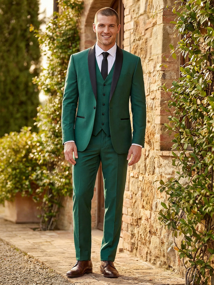 Men's Solid Color Shawl Lapel Slim Fit Beach Party Suits