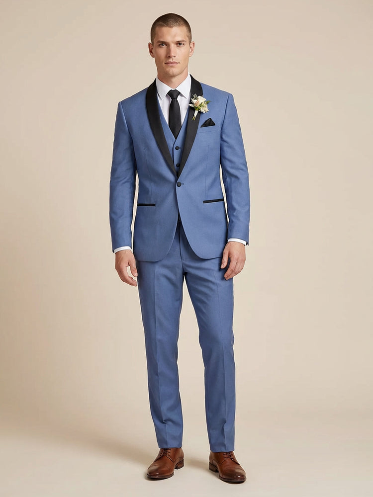Men's 3 Pieces Shawl Lapel Slim Fit Single Breasted Wedding Prom Formal Suits