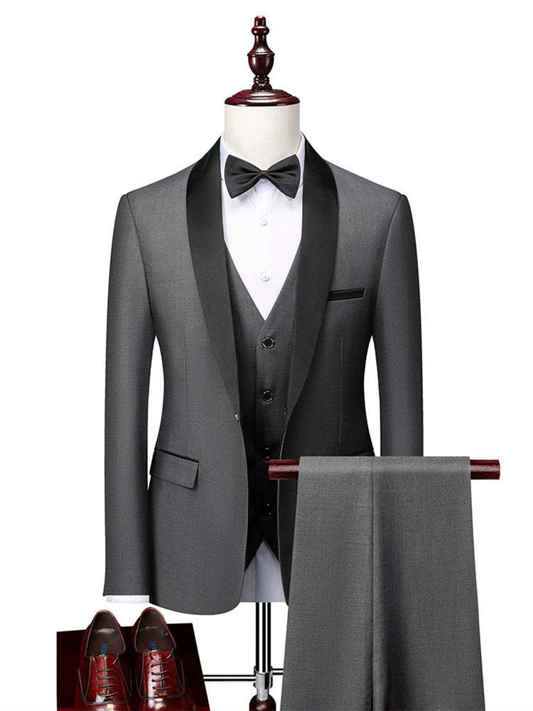 Men's 3 Pieces Shawl Lapel Slim Fit Wedding Formal Party Suits