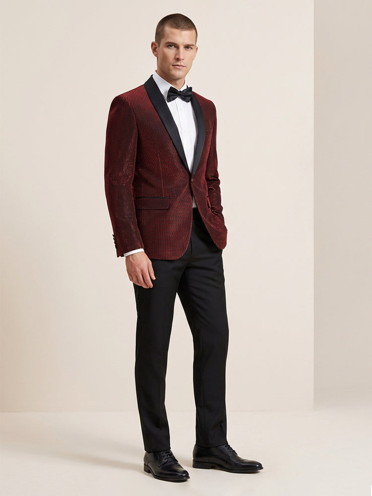 Men's 2 Pieces Sparkle Shawl Lapel Slim Fit Prom Party Formal Suits