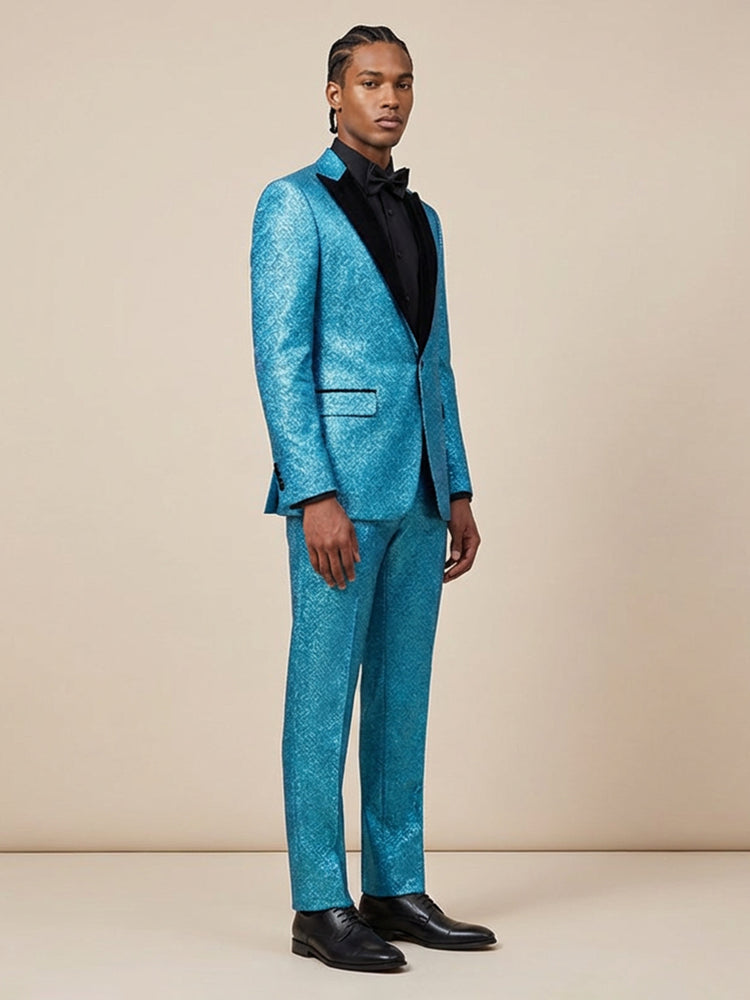 Men's 2 Pieces Shiny Shawl Lapel Prom Party Fashionable Suits