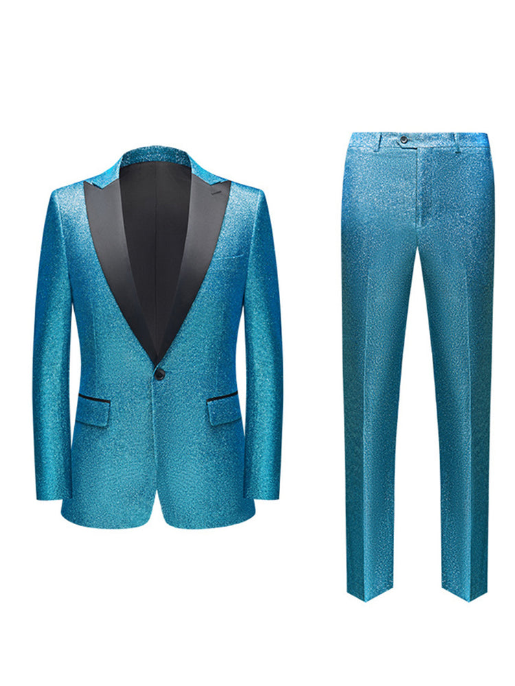 Men's 2 Pieces Shiny Shawl Lapel Prom Party Fashionable Suits