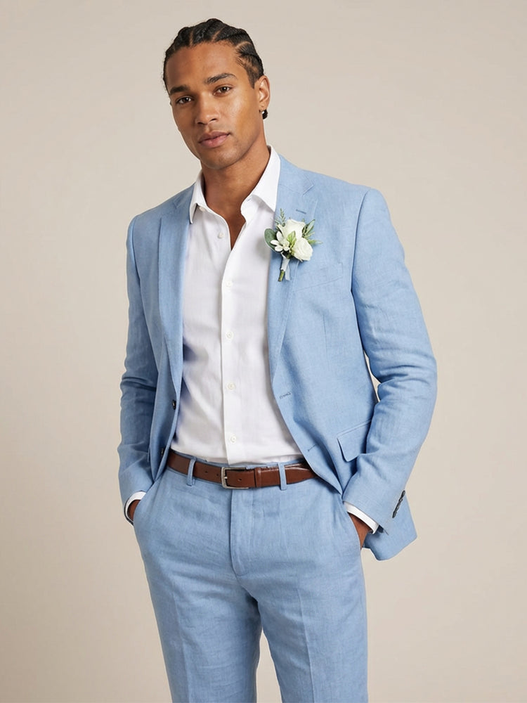 Men's Notch Lapel Slim Fit 2 Buttons Summer Wedding Casual Suits