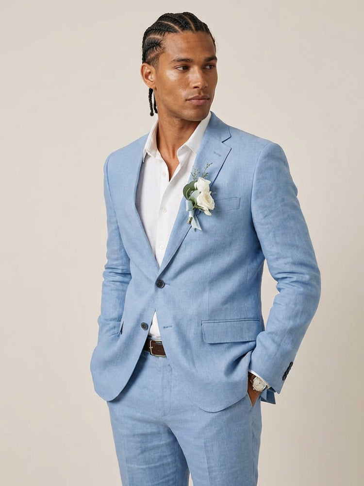 Men's Notch Lapel Slim Fit 2 Buttons Summer Wedding Casual Suits