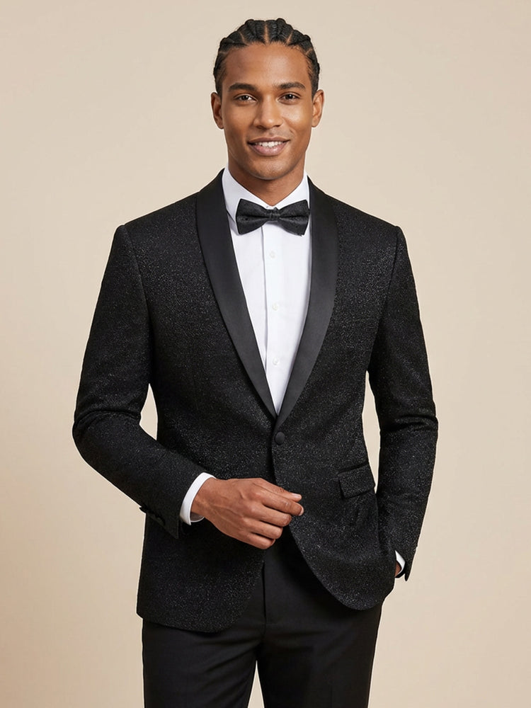 Men's Elegant Shiny Slim Fit Shawl Lapel Prom Party Formal Jacket
