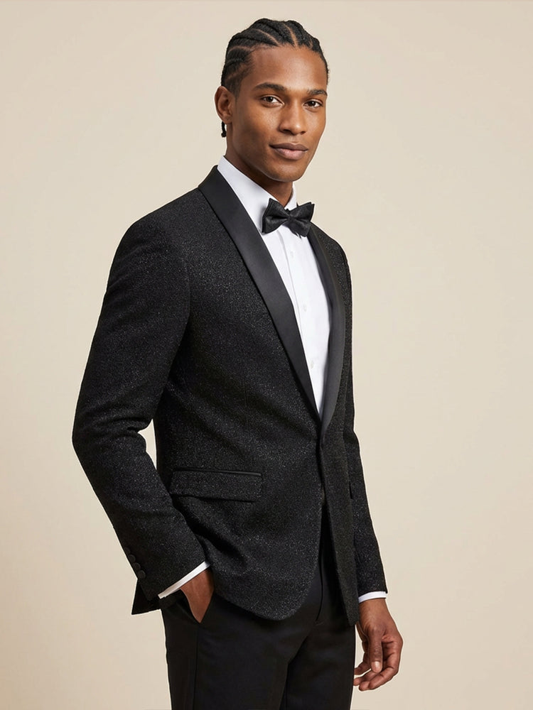 Men's Elegant Shiny Slim Fit Shawl Lapel Prom Party Formal Jacket