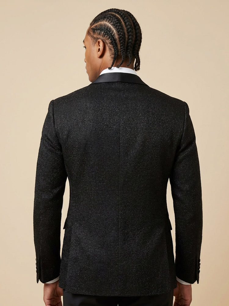 Men's Elegant Shiny Slim Fit Shawl Lapel Prom Party Formal Jacket