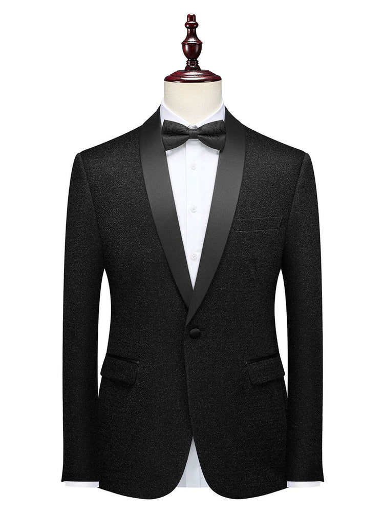 Men's Elegant Shiny Slim Fit Shawl Lapel Prom Party Formal Jacket