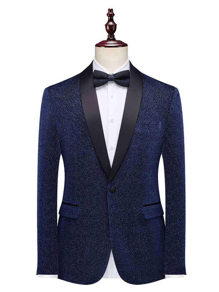 Men's Elegant Shiny Slim Fit Shawl Lapel Prom Party Formal Jacket