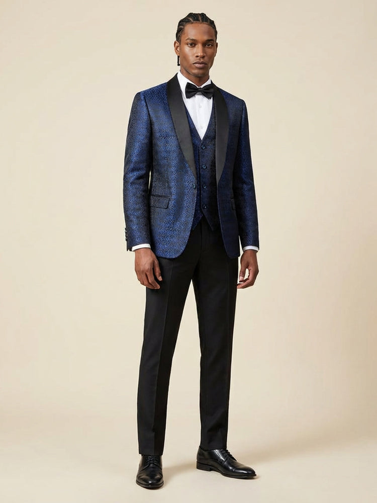 Men's 3 Pieces Jacquard Shawl Lapel Luxurious Wedding Formal Suits