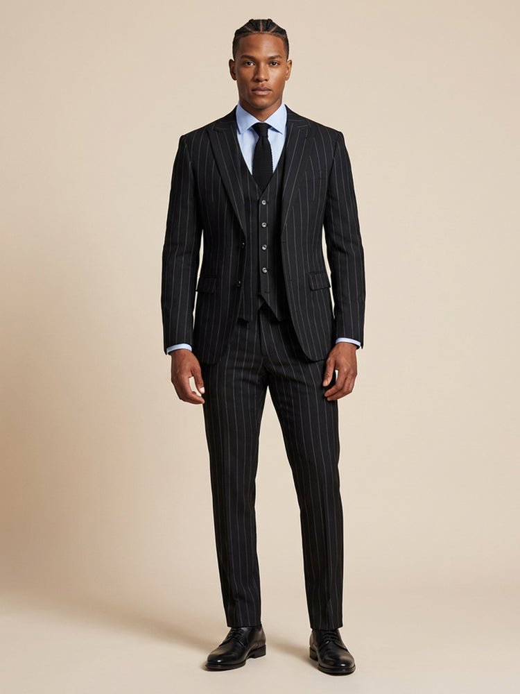 Men's 3 Pieces Pinstripe Slim Fit Business Wedding Formal Suits