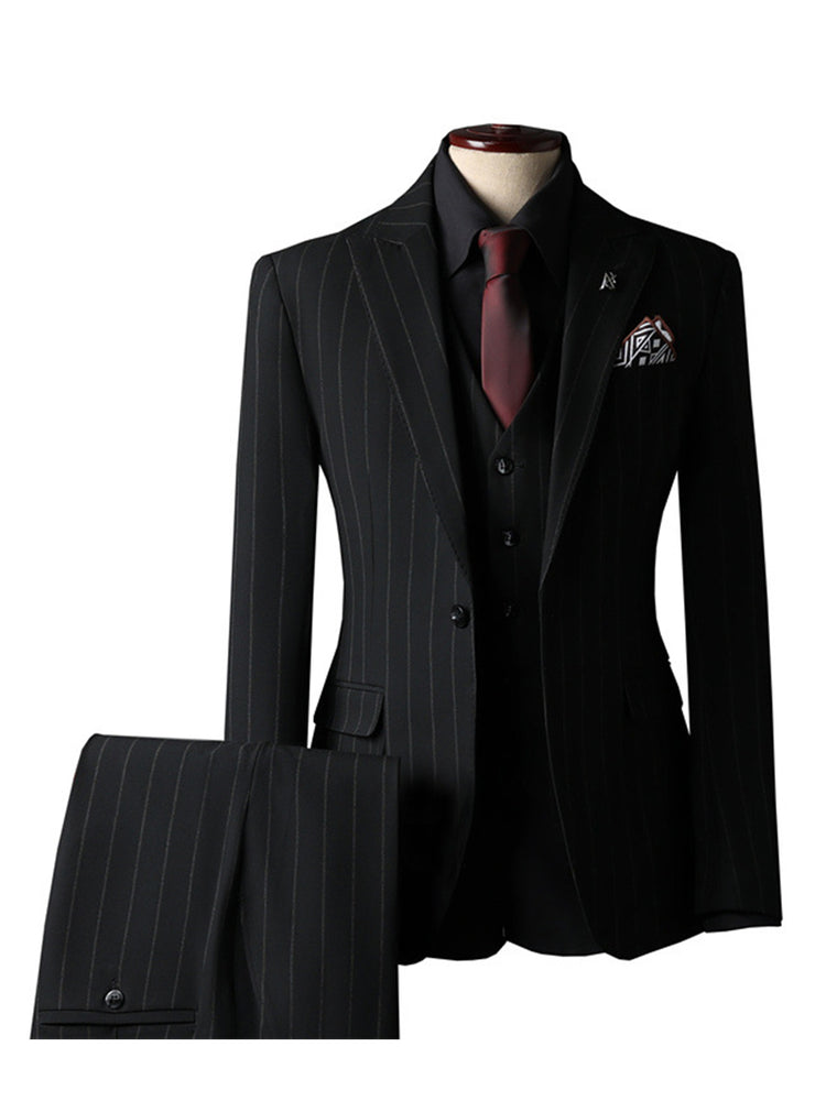 Men's 3 Pieces Pinstripe Slim Fit Business Wedding Formal Suits