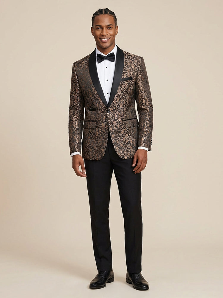 Men's Shawl Lapel Slim Fit Jacquard 2 Pieces Wedding Prom Formal Suits