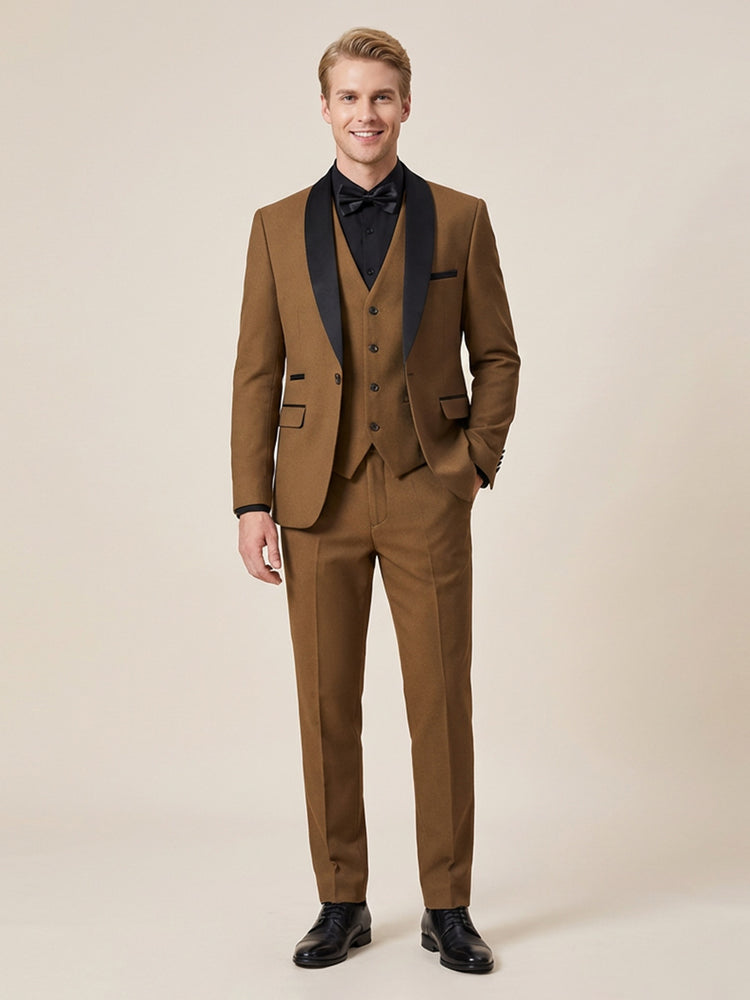 3 Pieces Shawl Lapel Single Breasted Wedding Prom Suits for Men