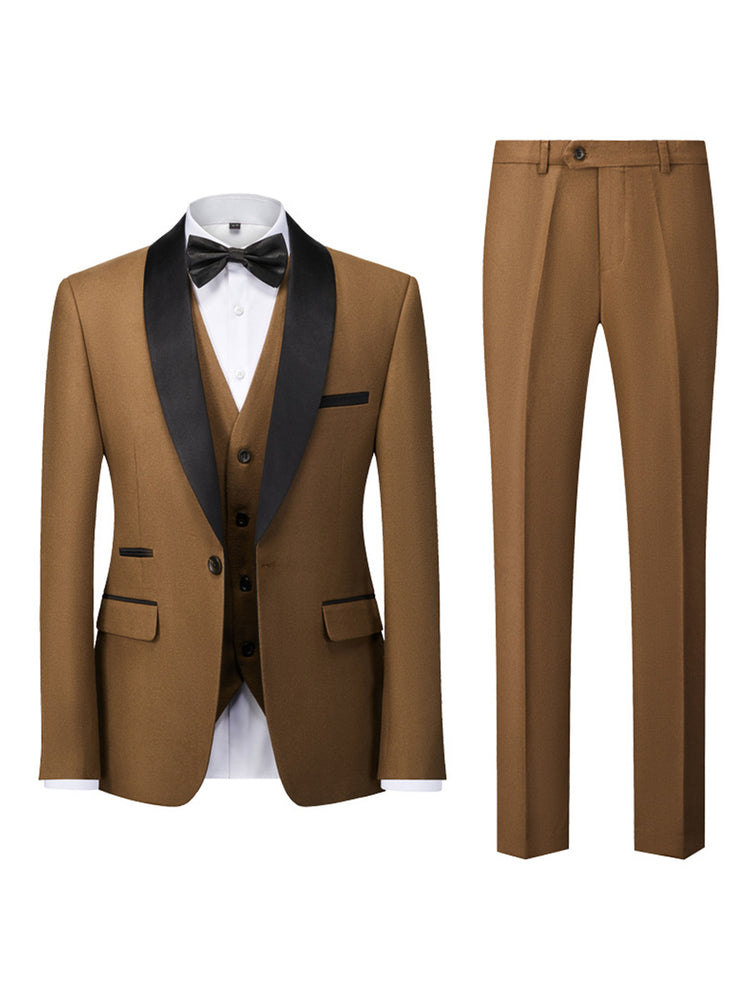 3 Pieces Shawl Lapel Single Breasted Wedding Prom Suits for Men