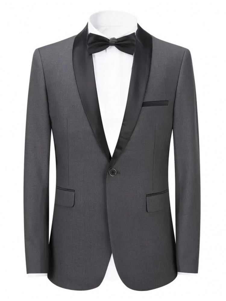 Men's Slim Fit Single-Breasted Simple Wedding Prom Formal Jacket