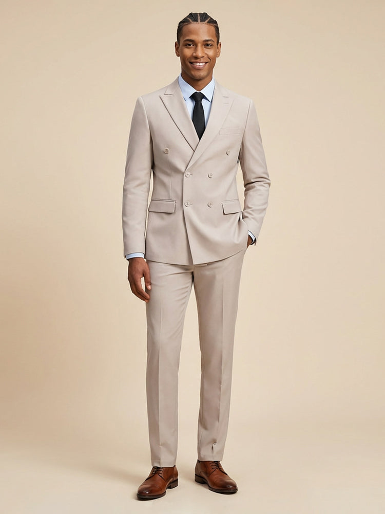 Men's Notch Lapel Double Breasted Business Wedding Formal Suits