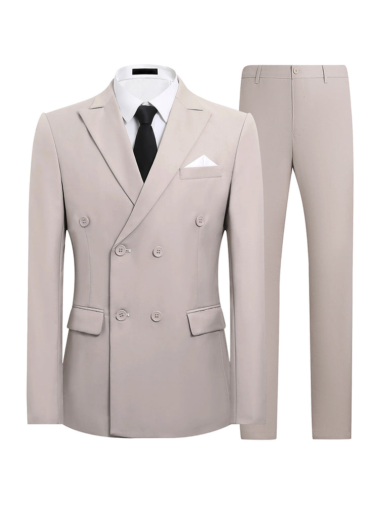Men's Notch Lapel Double Breasted Business Wedding Formal Suits