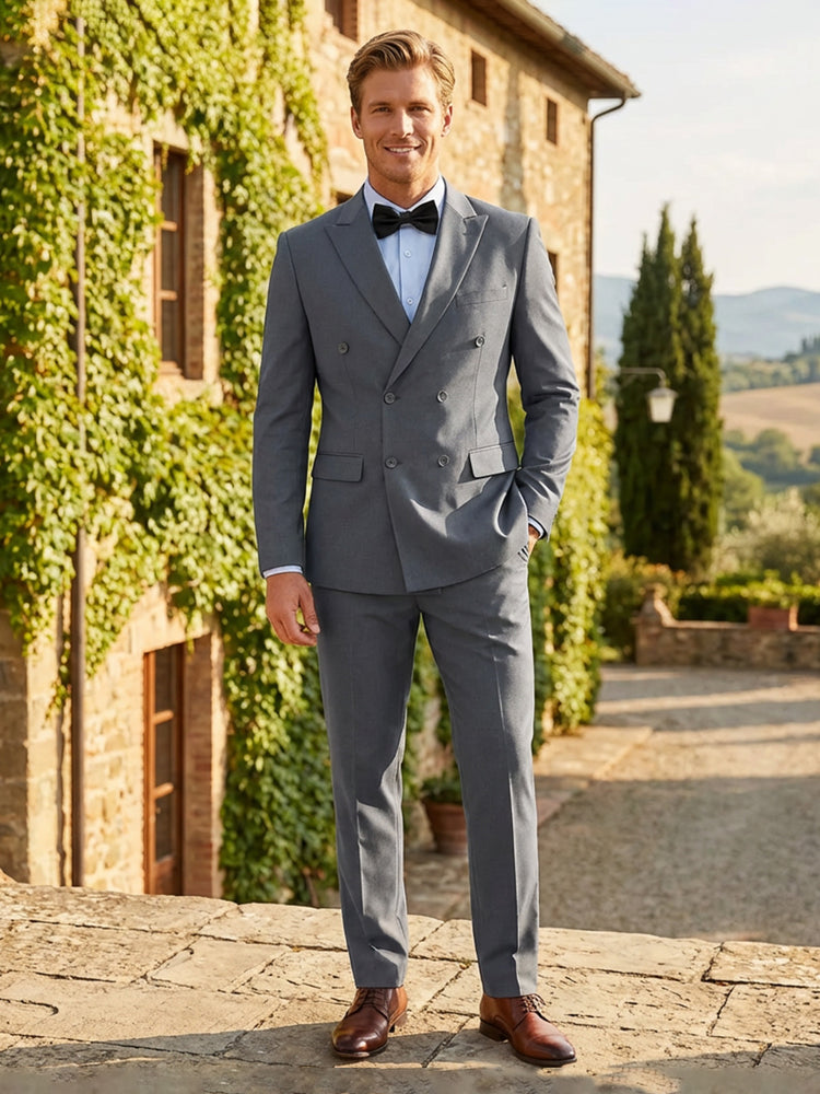 2 Pieces Notch Lapel Double Breasted Wedding Formal Suits for Men
