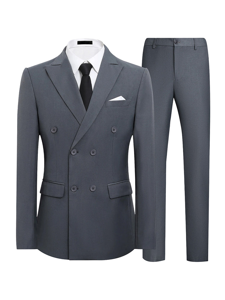 2 Pieces Notch Lapel Double Breasted Wedding Formal Suits for Men