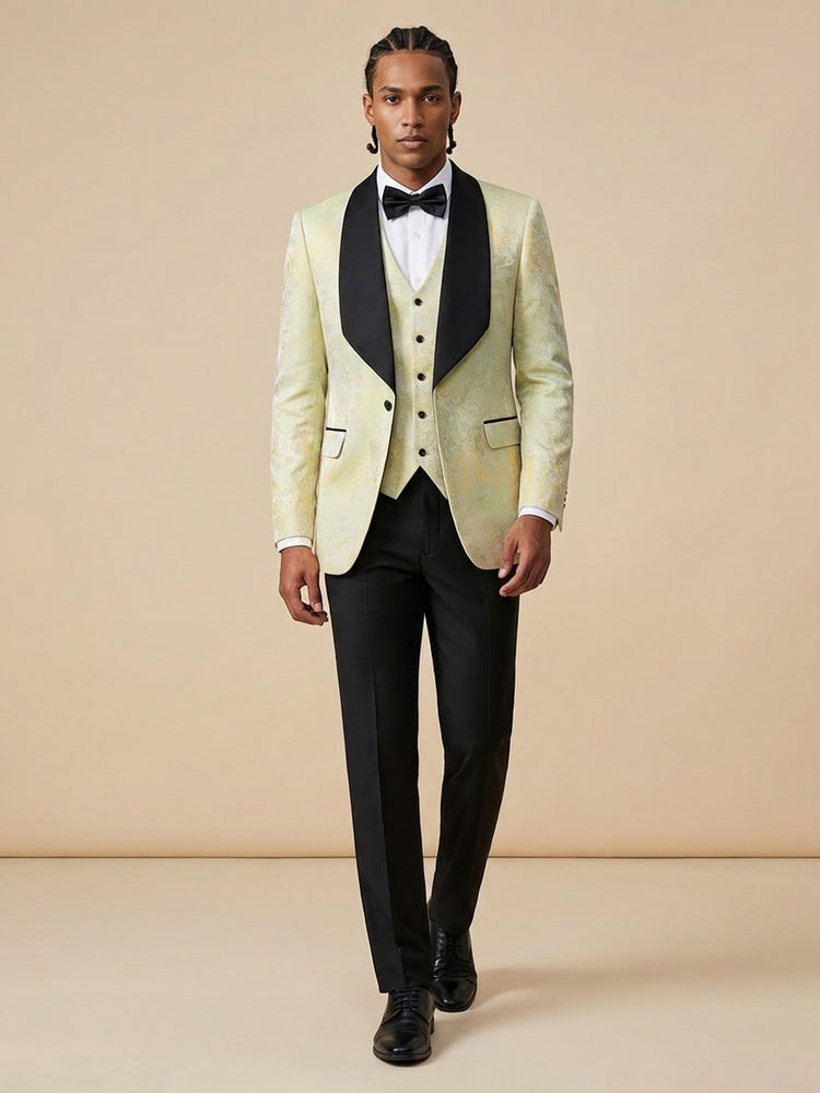 3 Pieces Jacquard Slim Fit Prom Party Suits for Men