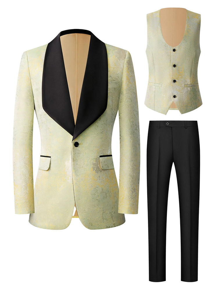 3 Pieces Jacquard Slim Fit Prom Party Suits for Men
