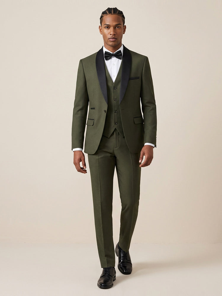 3 Pieces Blend Shawl Lapel Slim Fit Wedding Formal Suits for Men