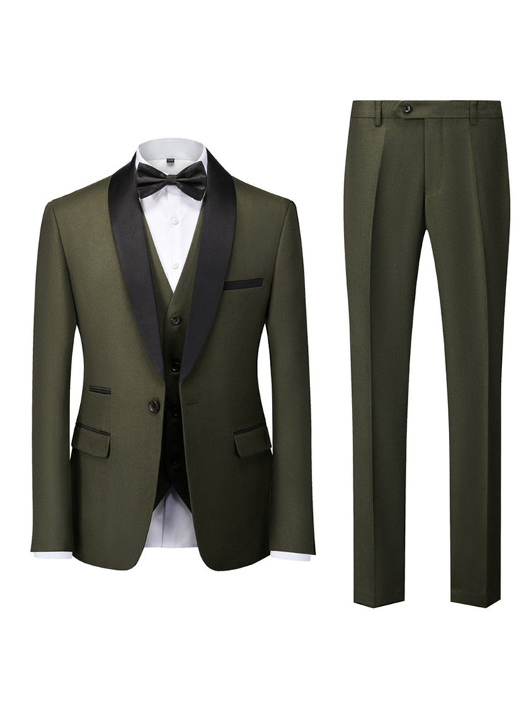 3 Pieces Blend Shawl Lapel Slim Fit Wedding Formal Suits for Men