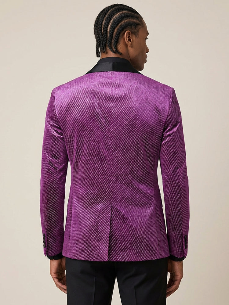 Men's Rhinestone Shawl Lapel Slim Fit Prom Party Jacket