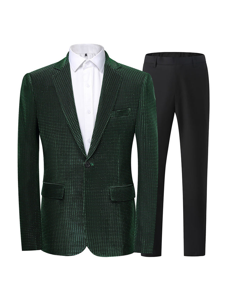 Men's 2 Pieces Notch Lapel Slim Fit Sparkly Prom Party Suits