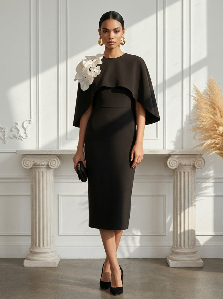Jersey Sheath Crew Neck Cocktail Dresses with Caps