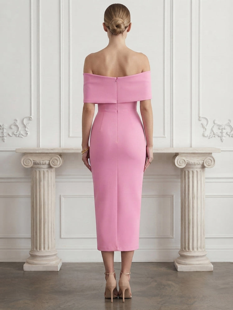 Jersey Sheath Off Shoulder Cocktail Dresses with Bow