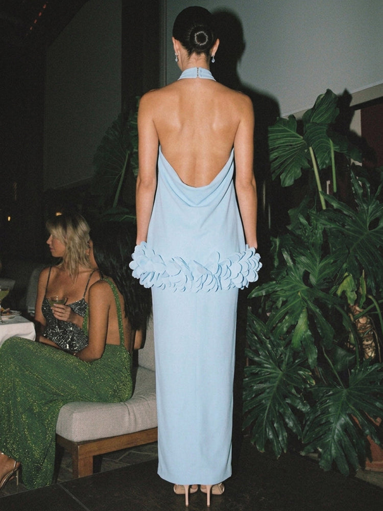 Jersey Sheath High Neck Cocktail Dresses with 3D Flowers