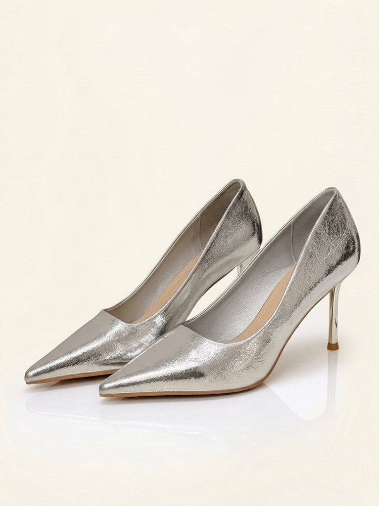 Metallic Pointed Toe Stiletto Pumps