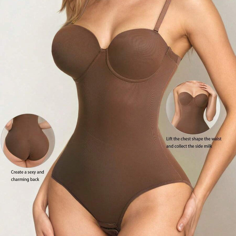 Women Shapewear Bodysuit Fashionable And Elegant Cup Detail Black Bodysuit