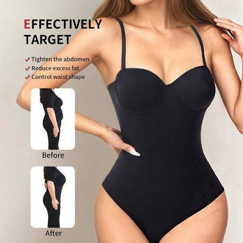 Women Shapewear Bodysuit Fashionable And Elegant Cup Detail Black Bodysuit