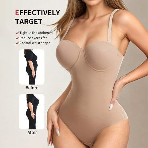 Women Shapewear Bodysuit Fashionable And Elegant Cup Detail Black Bodysuit