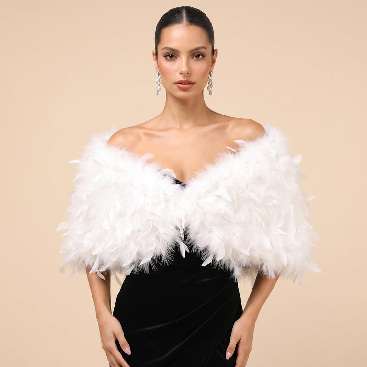 Luxury Feather Capelet Statement Shoulder Wrap For Formal Gowns