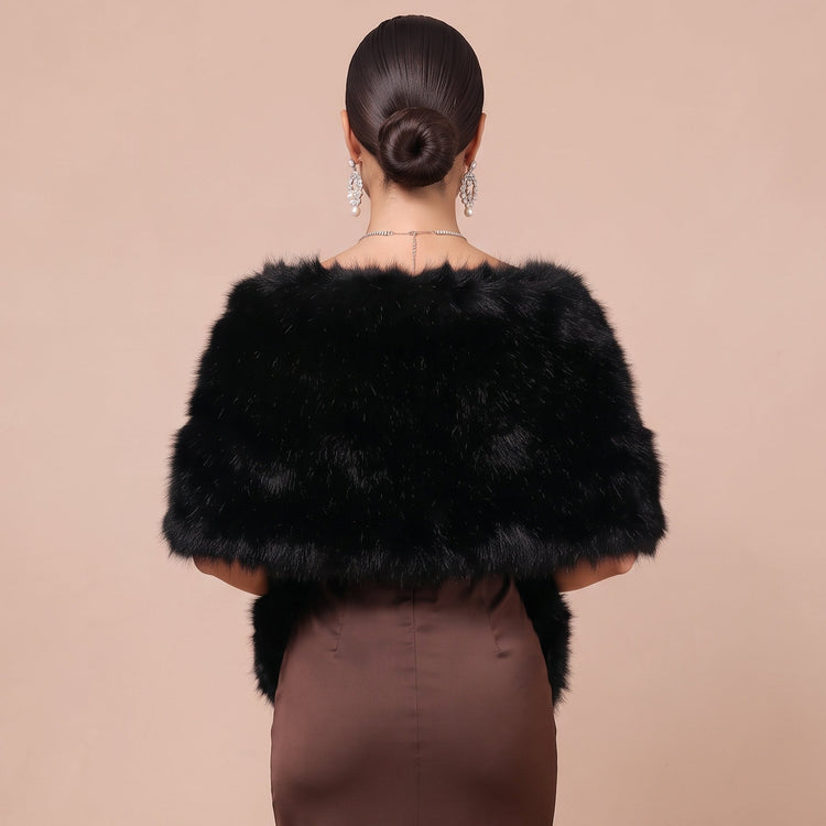 Faux Fox Fur Shawl Bridal Wrap Stole for Wedding Guest