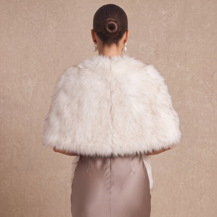 Faux Fox Fur Shawl Bridal Wrap Stole for Wedding Guests