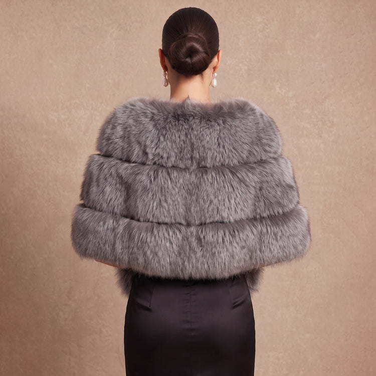 Chevron Striped Faux Fur Bridal Shawl Wrap Stole