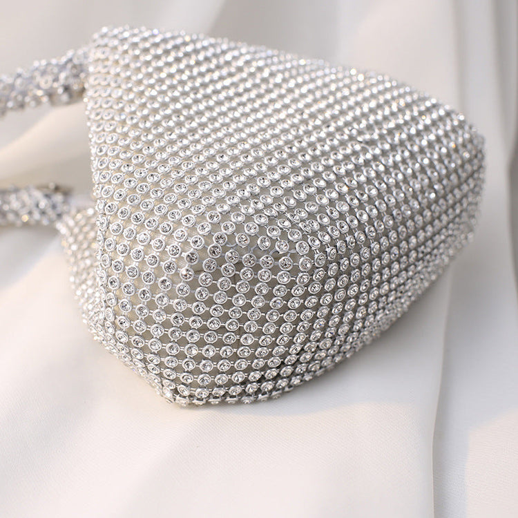 Sparkling Rhinestone Triangle Evening Clutch with Knotted Handle